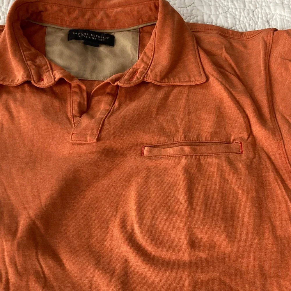 Banana Republic Bundle Men’s Green and Orange Pima Polo Shirts, Medium